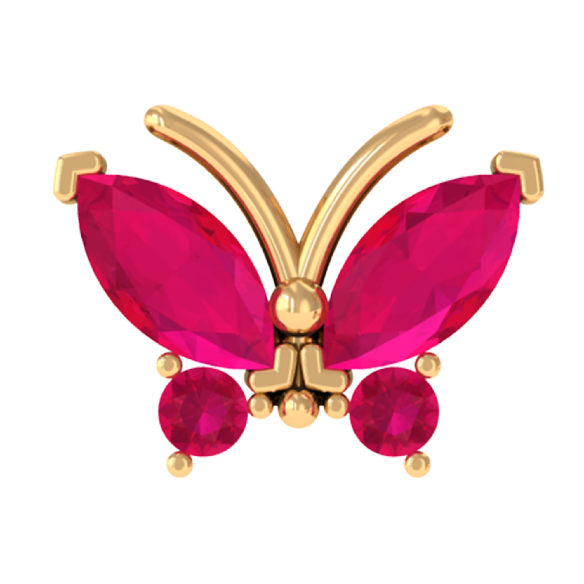 Real Marquise Cut Ruby Cute Butterfly Conch Earring AAA - Rosec Jewels