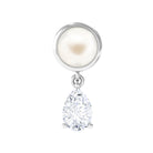 Rosec Jewels-Freshwater Pearl and Moissanite Dangling Cartilage Earring