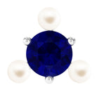 Blue Sapphire and Freshwater Pearl Cartilage Earring AAA - Rosec Jewels