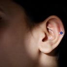 Blue Sapphire and Freshwater Pearl Cartilage Earring AAA - Rosec Jewels