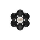 Rosec Jewels-Tiny Black Onyx and Freshwater Pearl Flower Conch Earring