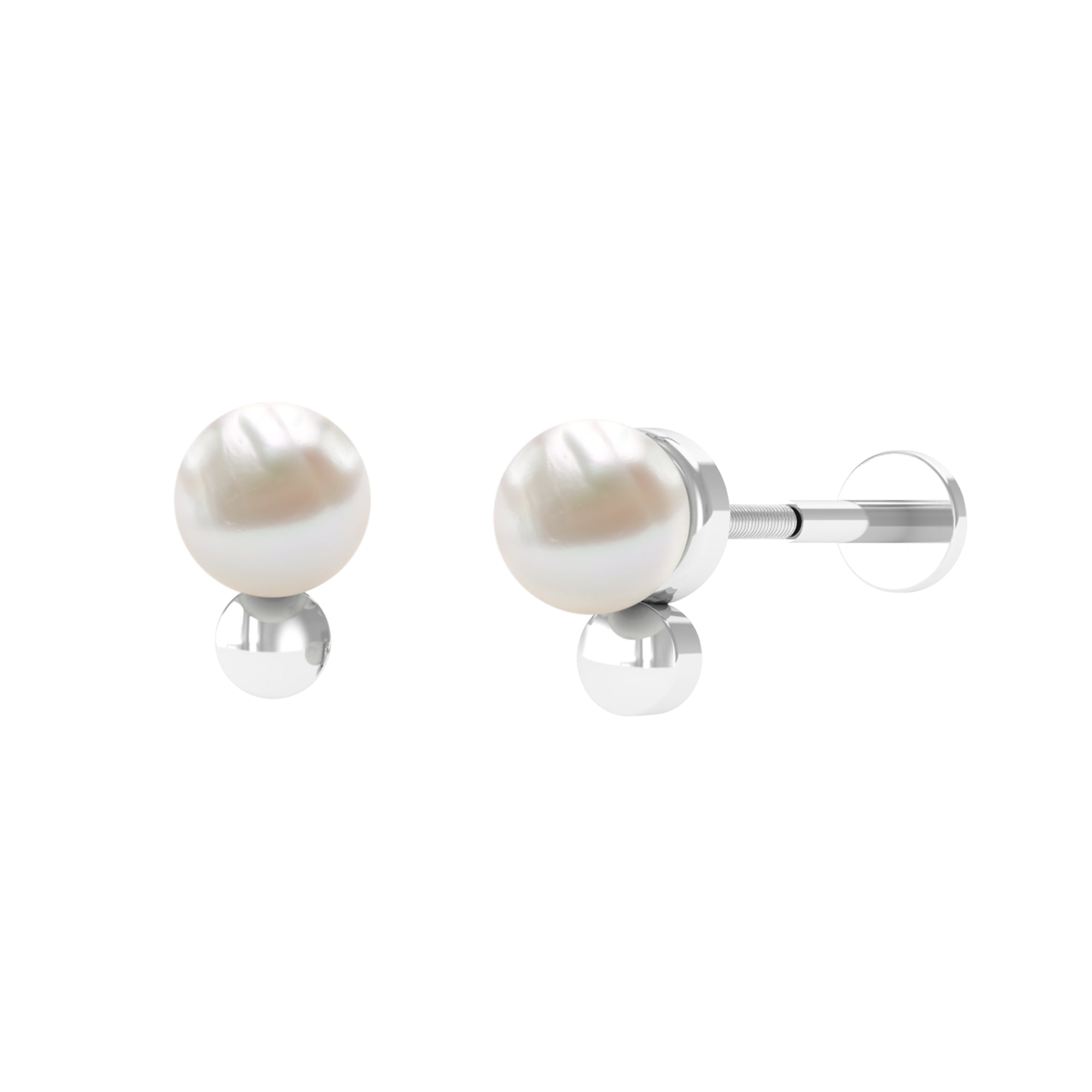Round Freshwater Pearl Conch Earring in Gold Freshwater Pearl - ( AAA ) - Quality - Rosec Jewels