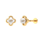 Freshwater Pearl Flower Earring for Helix Piercing Freshwater Pearl - ( AAA ) - Quality - Rosec Jewels
