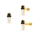 Diamond and Black Enamel Ice Cream Earring for Helix Piercing Diamond - ( HI-SI ) - Color and Clarity - Rosec Jewels