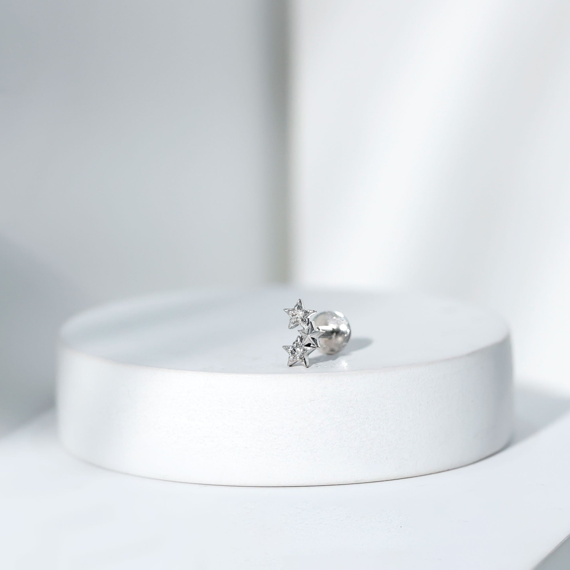 Genuine Round Diamond Three Star Cartilage Earring Natural - ( HI-SI ) - Rosec Jewels