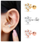 Round Cut Moissanite Art Deco Cartilage Earring in Gold Moissanite - ( D-VS1 ) - Color and Clarity - Rosec Jewels