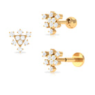 Round Cut Moissanite Art Deco Cartilage Earring in Gold Moissanite - ( D-VS1 ) - Color and Clarity - Rosec Jewels