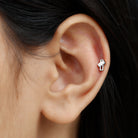 Baguette Diamond Minimal Tragus Earring in Bar Setting Natural - ( HI-SI ) - Rosec Jewels