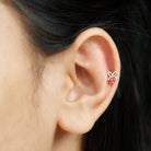 Red Ruby Cute Christmas Bow Cartilage Earring AAA - Rosec Jewels