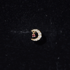 Natural Ruby and Lab Diamond Crescent Moon Helix Earring AAA - Rosec Jewels