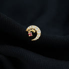 Natural Ruby and Lab Diamond Crescent Moon Helix Earring AAA - Rosec Jewels