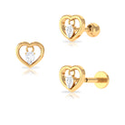 Pear Moissanite Gold Heart Earring for Helix Piercing Moissanite - ( D-VS1 ) - Color and Clarity - Rosec Jewels