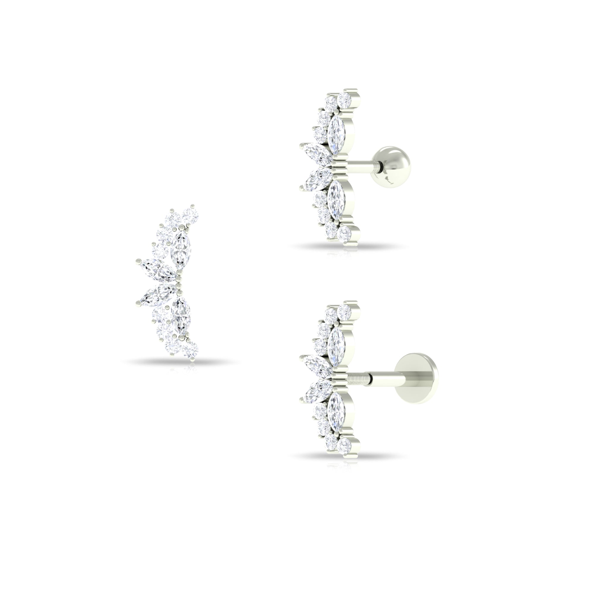Genuine Diamond Crawler Helix Earring Diamond - ( HI-SI ) - Color and Clarity - Rosec Jewels