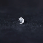 Certified Diamond Crescent Moon Helix Earring with Star Natural - ( HI-SI ) - Rosec Jewels