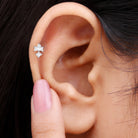 Genuine Diamond Three Stone Earring for Tragus Piercing Natural - ( HI-SI ) - Rosec Jewels
