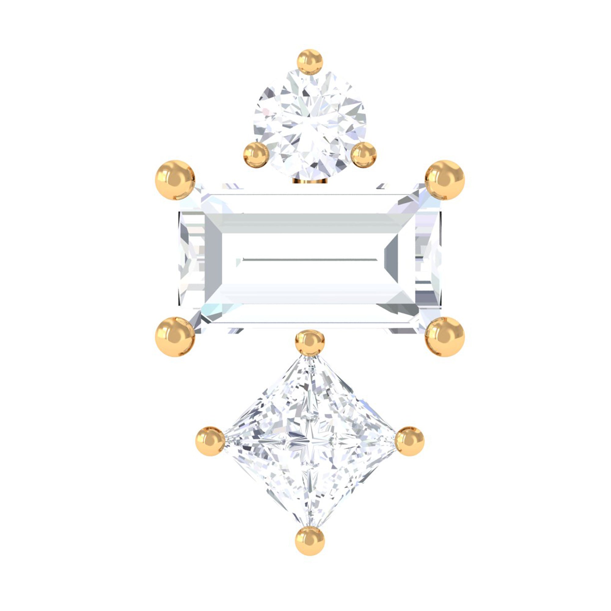 Genuine Diamond Three Stone Earring for Tragus Piercing Natural - ( HI-SI ) - Rosec Jewels