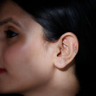 Minimalist Diamond Leaf Crawler Earring for Helix Piercing Natural - ( HI-SI ) - Rosec Jewels