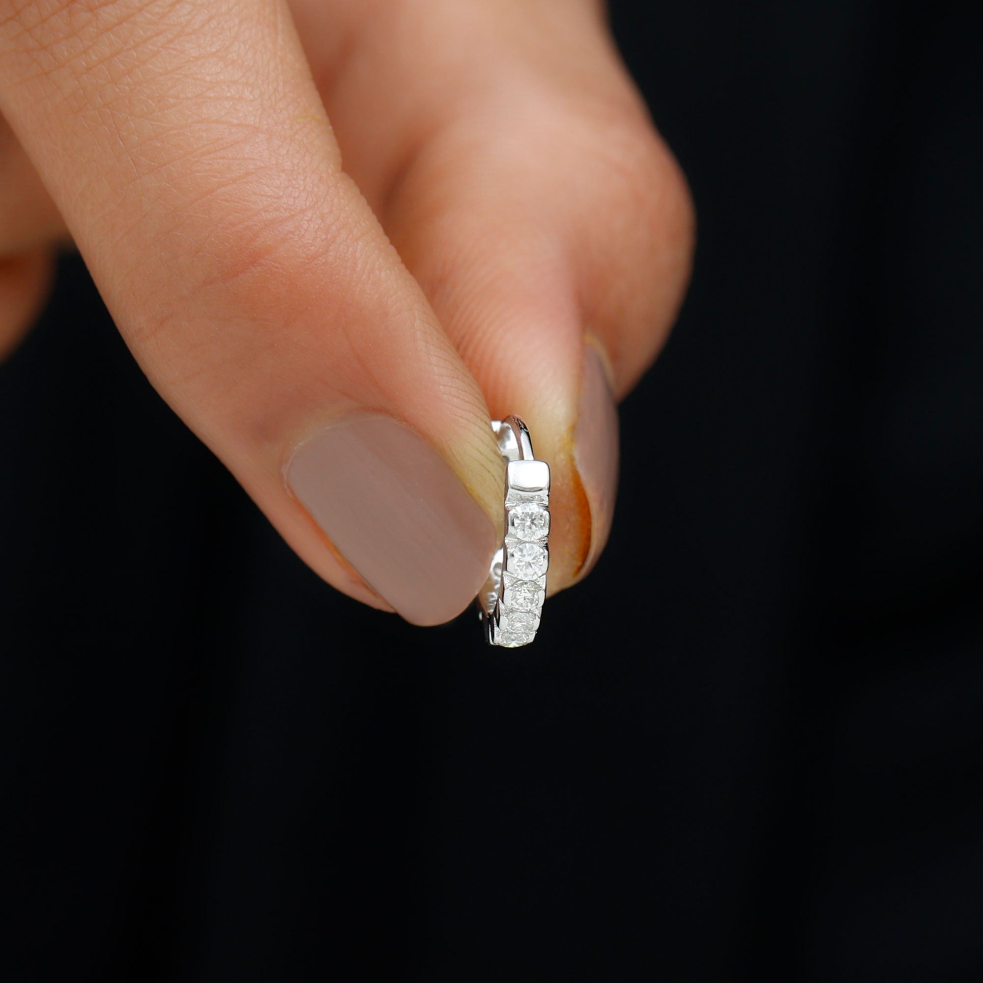 Rosec Jewels-Certified Diamond Helix Huggie Hoop Earring