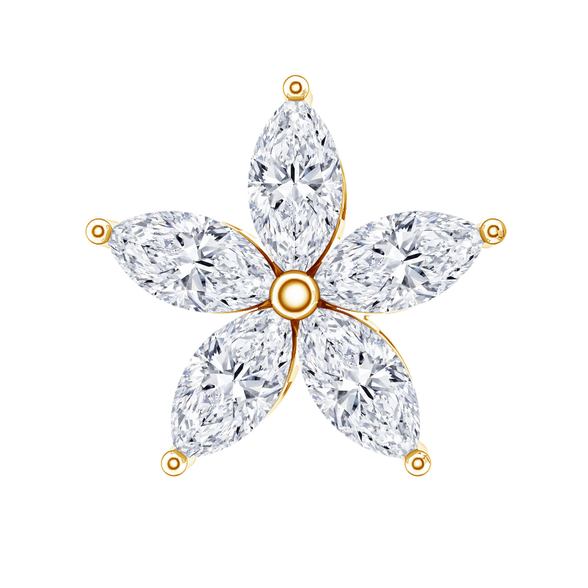 Marquise Diamond Floral Upper Lobe Earring Natural - ( HI-SI ) - Rosec Jewels