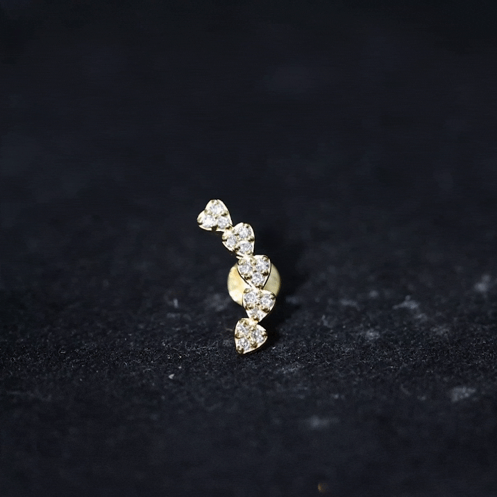 Diamond Heart Crawler Earring for Helix Piercing Natural - ( HI-SI ) - Rosec Jewels