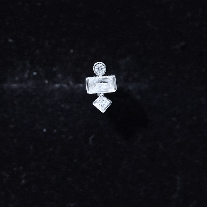 Three Multi Shape Diamond Helix Piercing Earring Natural - ( HI-SI ) - Rosec Jewels