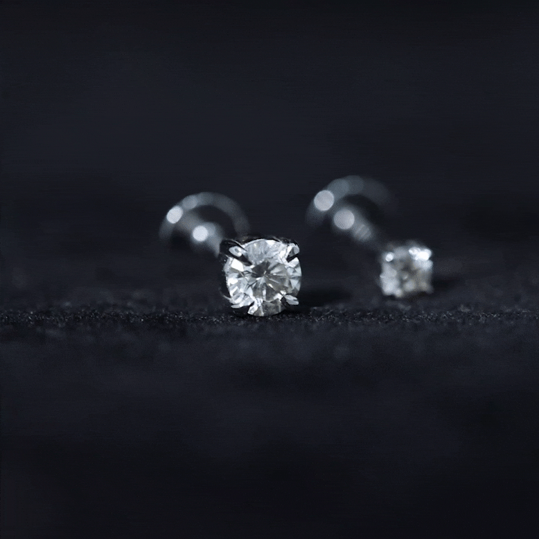 Brilliant Cut Diamond Solitaire Earring Set for Helix Piercing Natural - ( HI-SI ) - Rosec Jewels