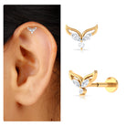 Marquise Diamond Leaf Earring for Cartilage Piercing Natural - ( HI-SI ) - Rosec Jewels