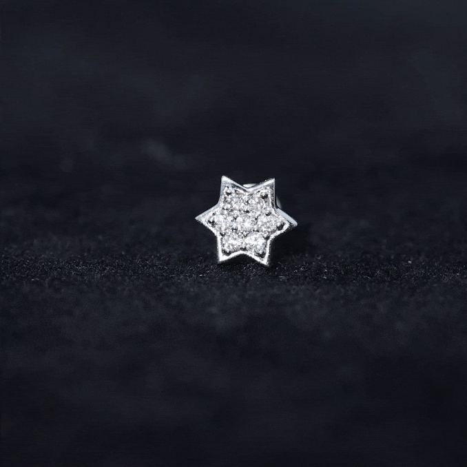 Certified Diamond Star Earring for Helix Piercing Natural - ( HI-SI ) - Rosec Jewels