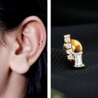 Minimalist Diamond Tragus Piercing Earring Natural - ( HI-SI ) - Rosec Jewels