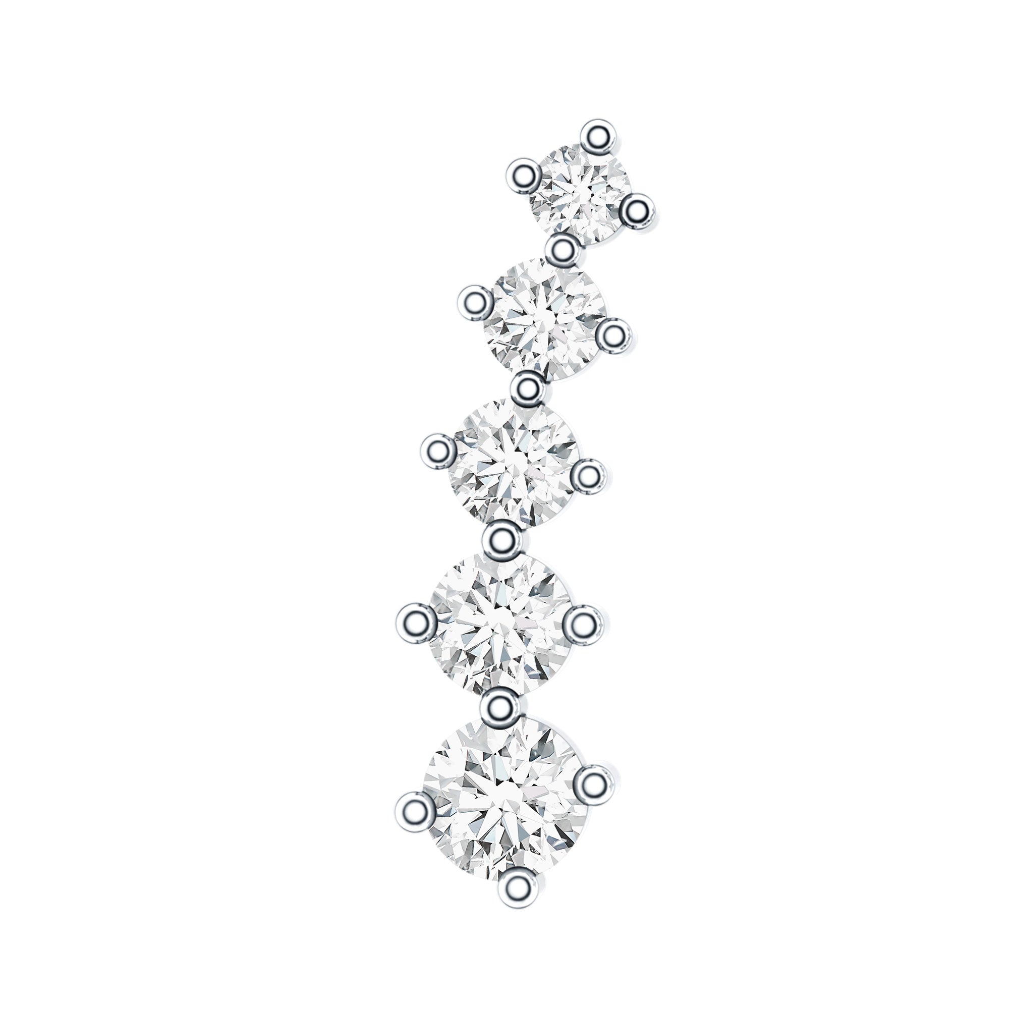 Minimal Graduated Diamond Crawler Earring Natural - ( HI-SI ) - Rosec Jewels