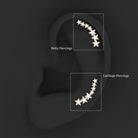 Certified Diamond Star Ear Cuff Earring for Helix Piercing Natural - ( HI-SI ) - Rosec Jewels