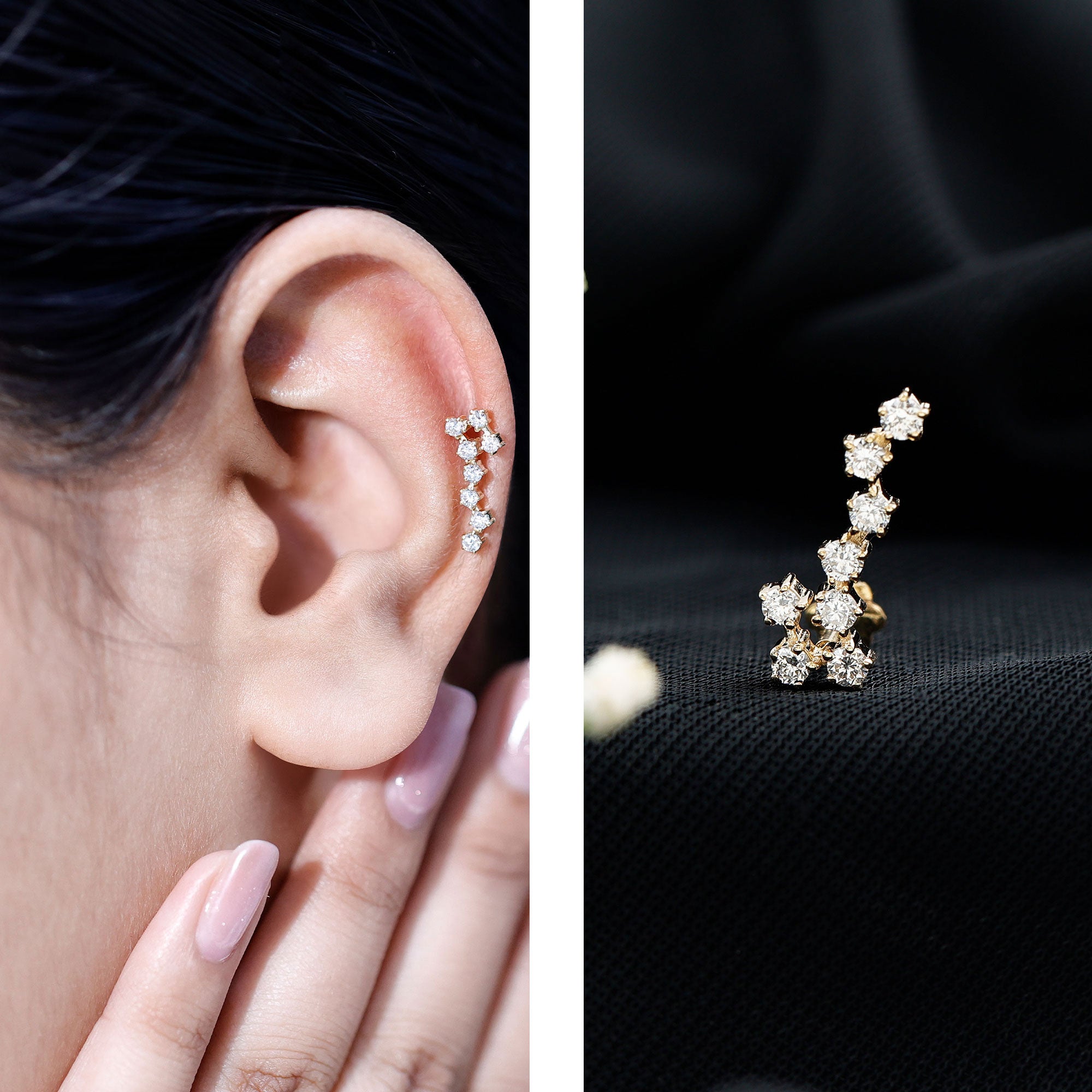 Certified Diamond Scorpio Zodiac Earring for Helix Piercing Natural - ( HI-SI ) - Rosec Jewels