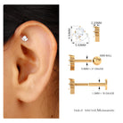 Baguette Moissanite Cluster Tragus Earring in Gold Moissanite - ( D-VS1 ) - Color and Clarity - Rosec Jewels