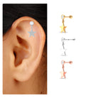 Elegant Moissanite Gold Star Dangle Earring for Helix Piercing Moissanite - ( D-VS1 ) - Color and Clarity - Rosec Jewels