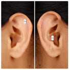 Dainty Moissanite 2 Stone Earring for Tragus Piercing Moissanite - ( D-VS1 ) - Color and Clarity - Rosec Jewels