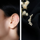 Natural Diamond Cluster Crawler Earring for Helix Piercing Natural - ( HI-SI ) - Rosec Jewels