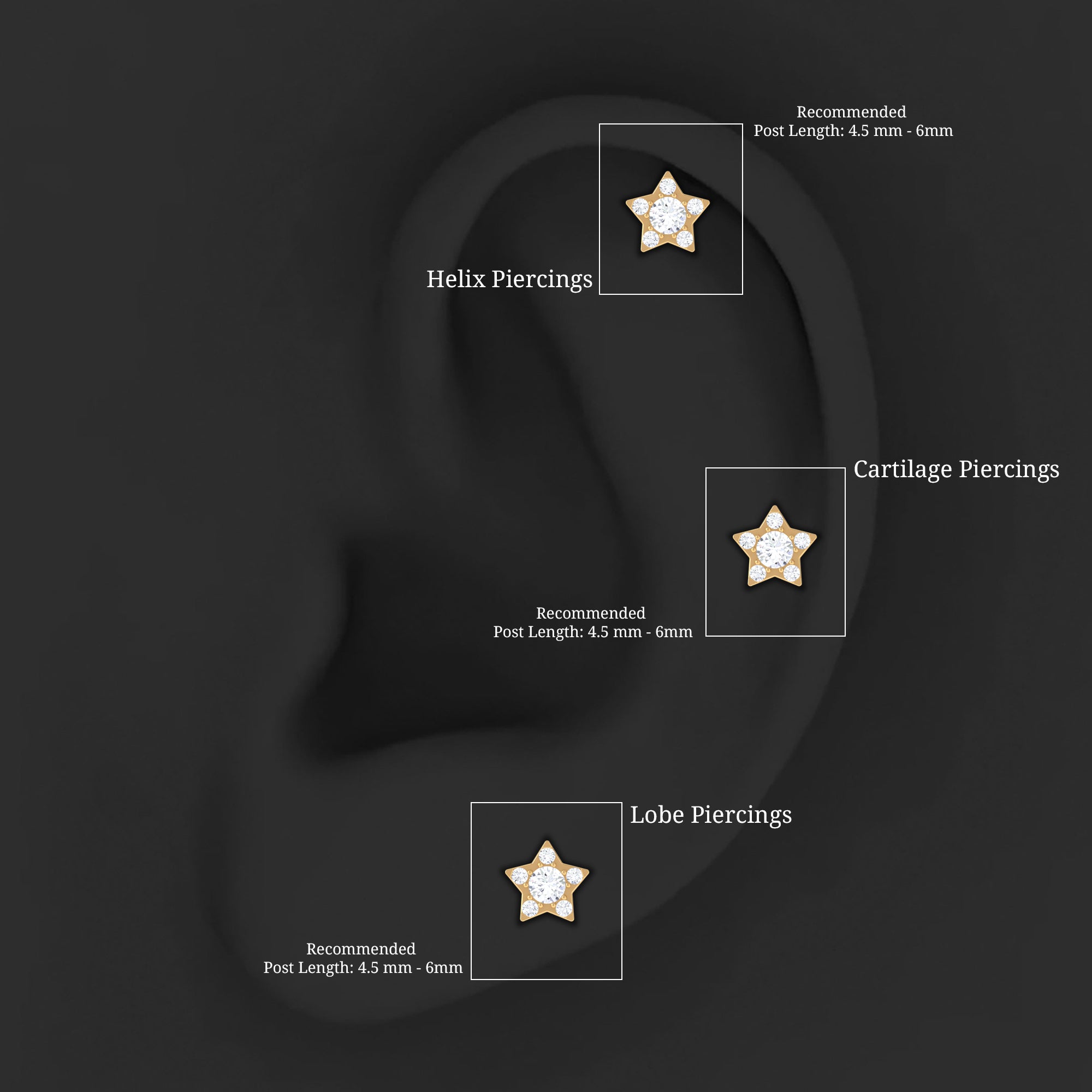 Round Diamond Star Forward Helix Earring Natural - ( HI-SI ) - Rosec Jewels