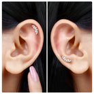 Marquise and Round Moissanite Unique Crawler Earring Moissanite - ( D-VS1 ) - Color and Clarity - Rosec Jewels