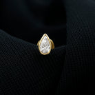 Bezel Set Moissanite Teardrop Stud Earring for Cartilage Piercing D-VS1 - Rosec Jewels