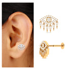 Unique Moissanite Evil Eye Earring for Cartilage Piercing D-VS1 - Rosec Jewels