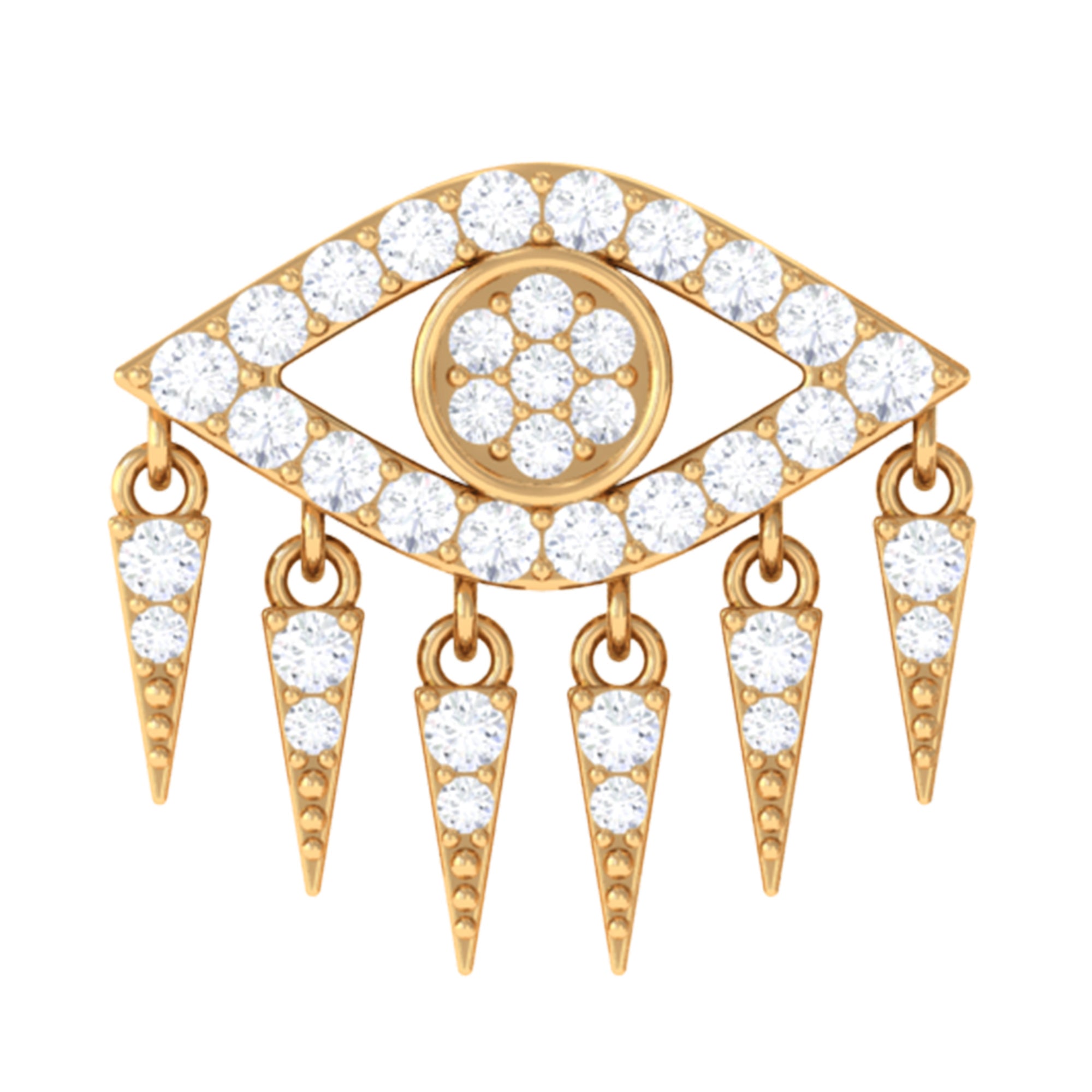 Unique Moissanite Evil Eye Earring for Cartilage Piercing D-VS1 - Rosec Jewels
