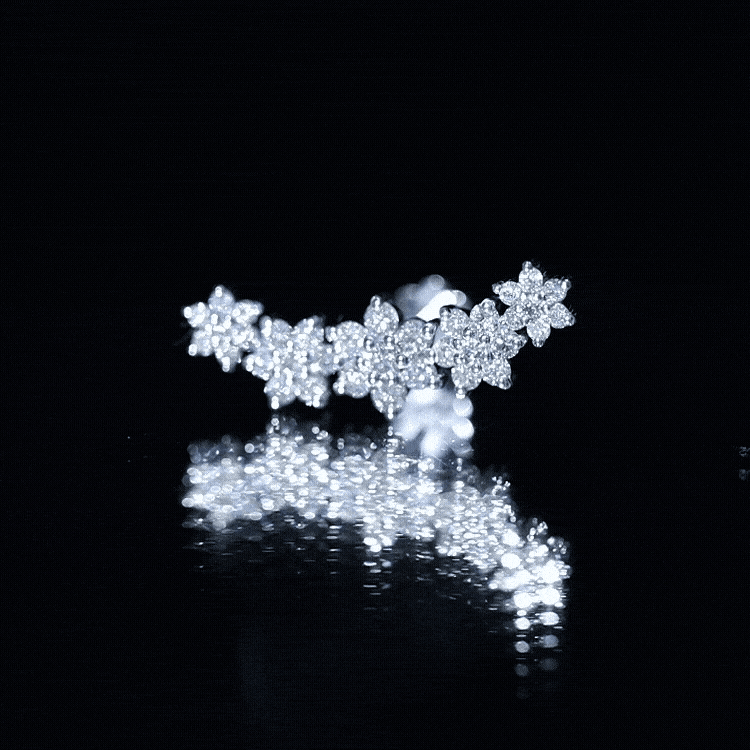 Diamond Flower Ear Crawler Earring Natural - ( HI-SI ) - Rosec Jewels