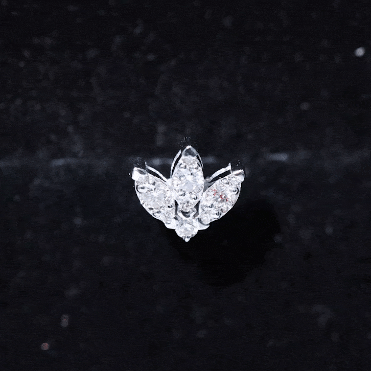 Moissanite Lotus Flower Earring for Cartilage Piercing Moissanite - ( D-VS1 ) - Color and Clarity - Rosec Jewels