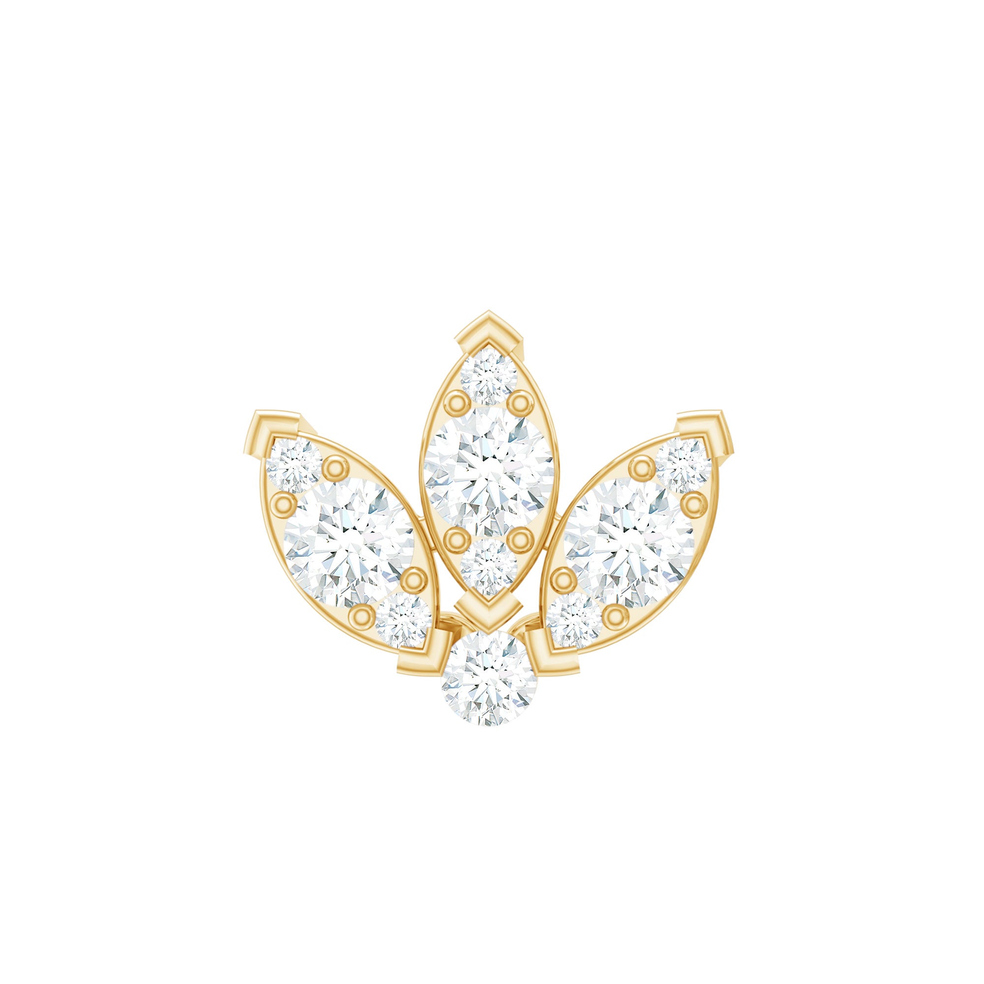 Certified Moissanite Lotus Earring for Cartilage Piercing