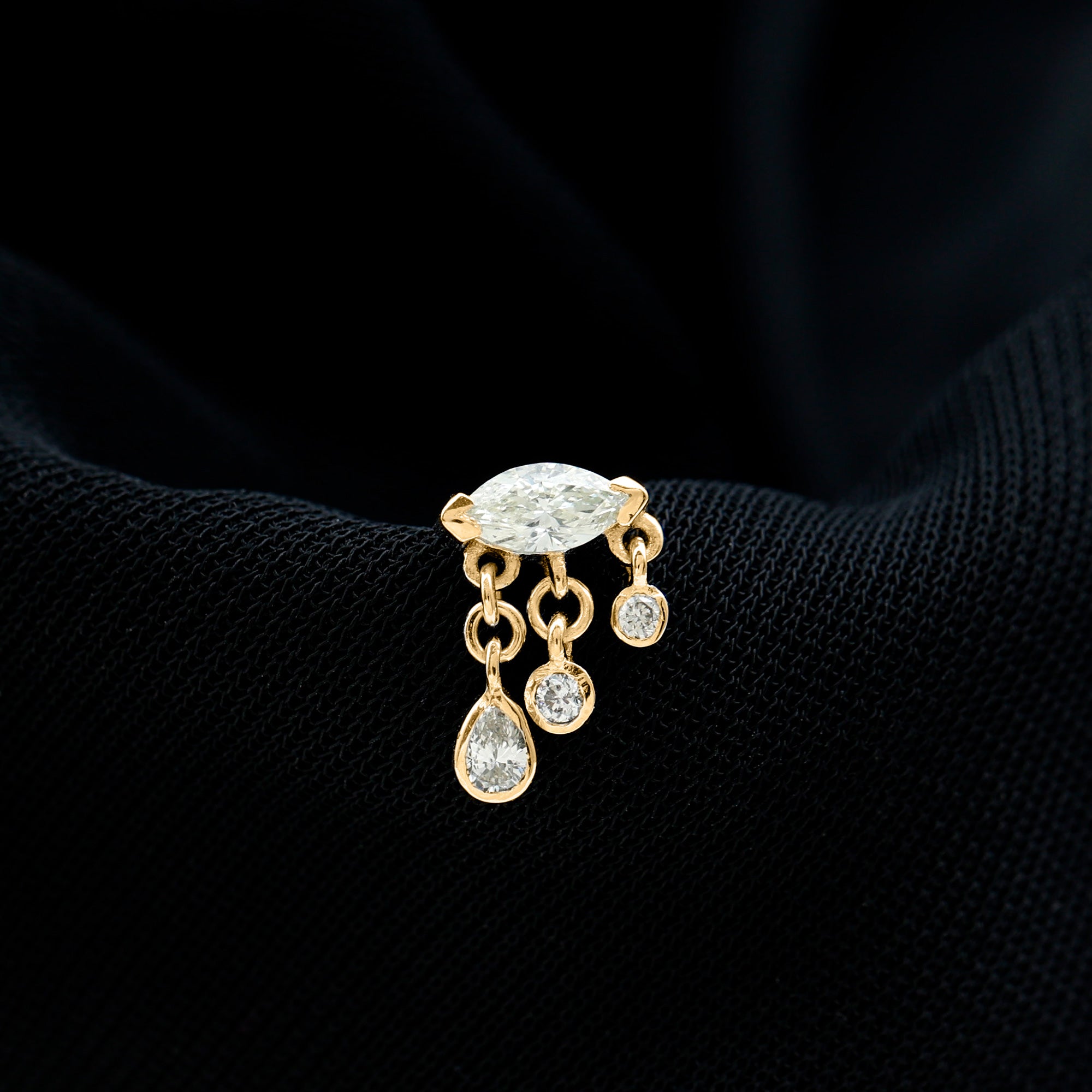 Marquise Diamond Drop Earring for Helix Piercing Natural - ( HI-SI ) - Rosec Jewels