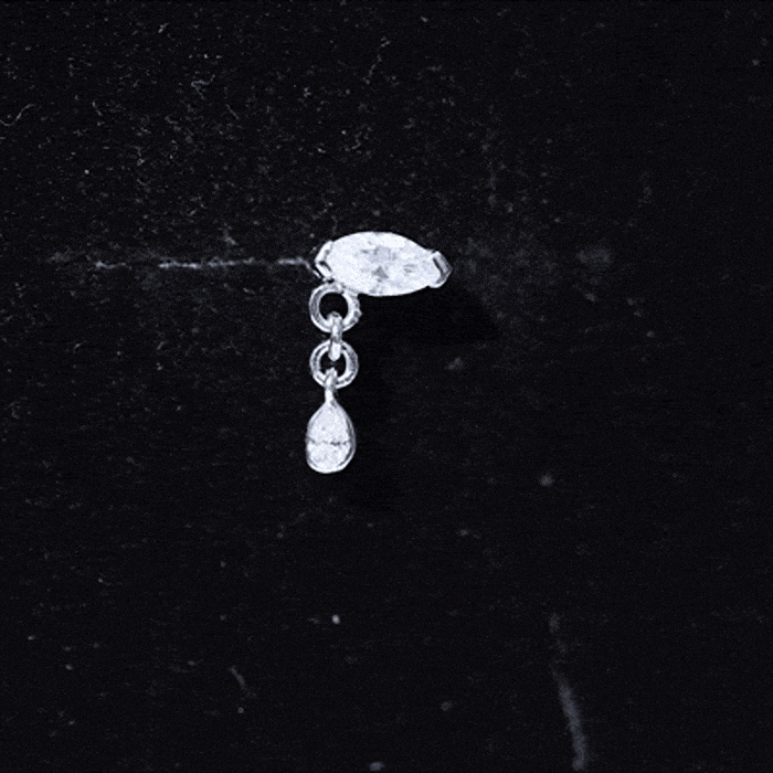 Real Marquise Diamond Cartilage Drop Earring Natural - ( HI-SI ) - Rosec Jewels