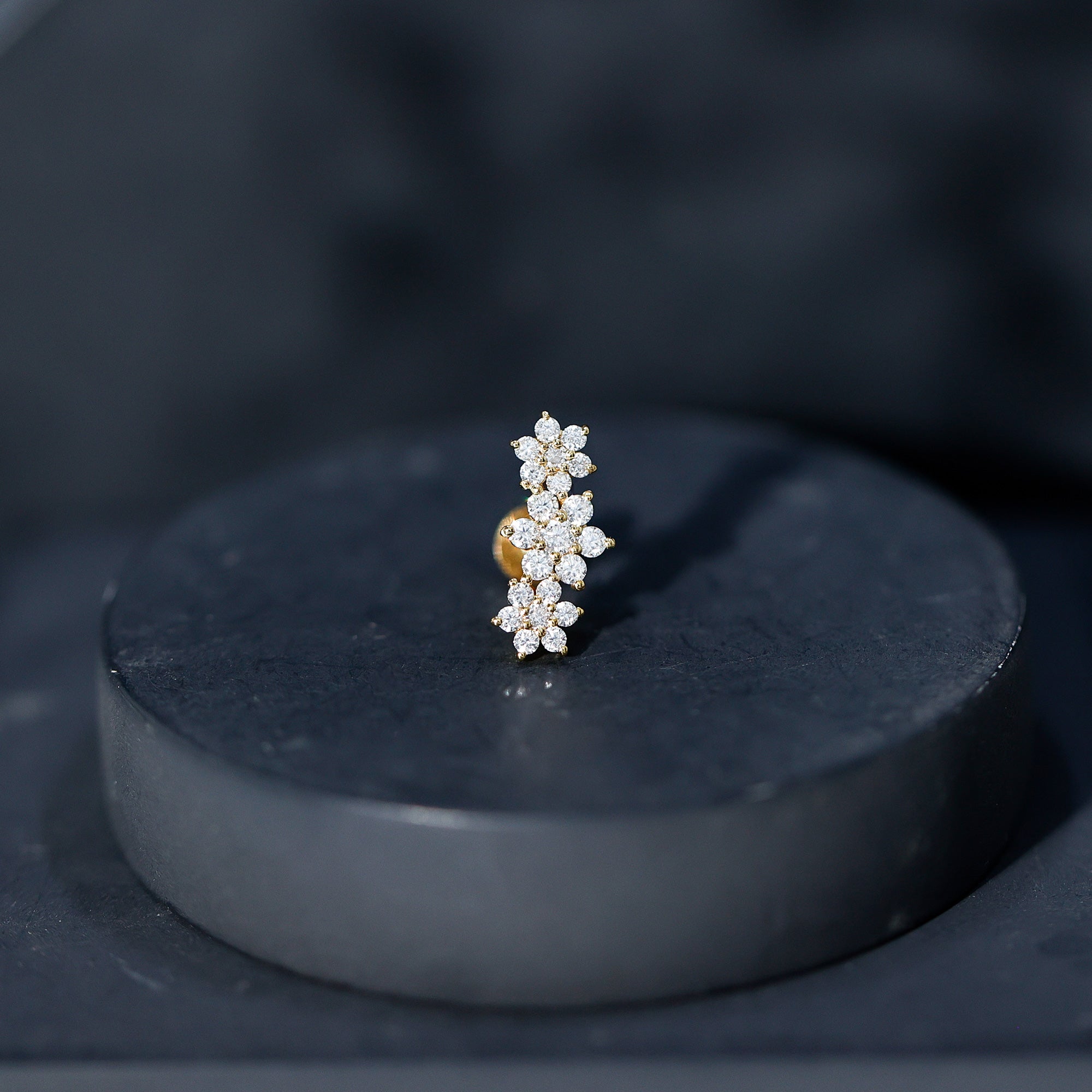 Certified Moissanite Floral Ear Climber Earring D-VS1 - Rosec Jewels