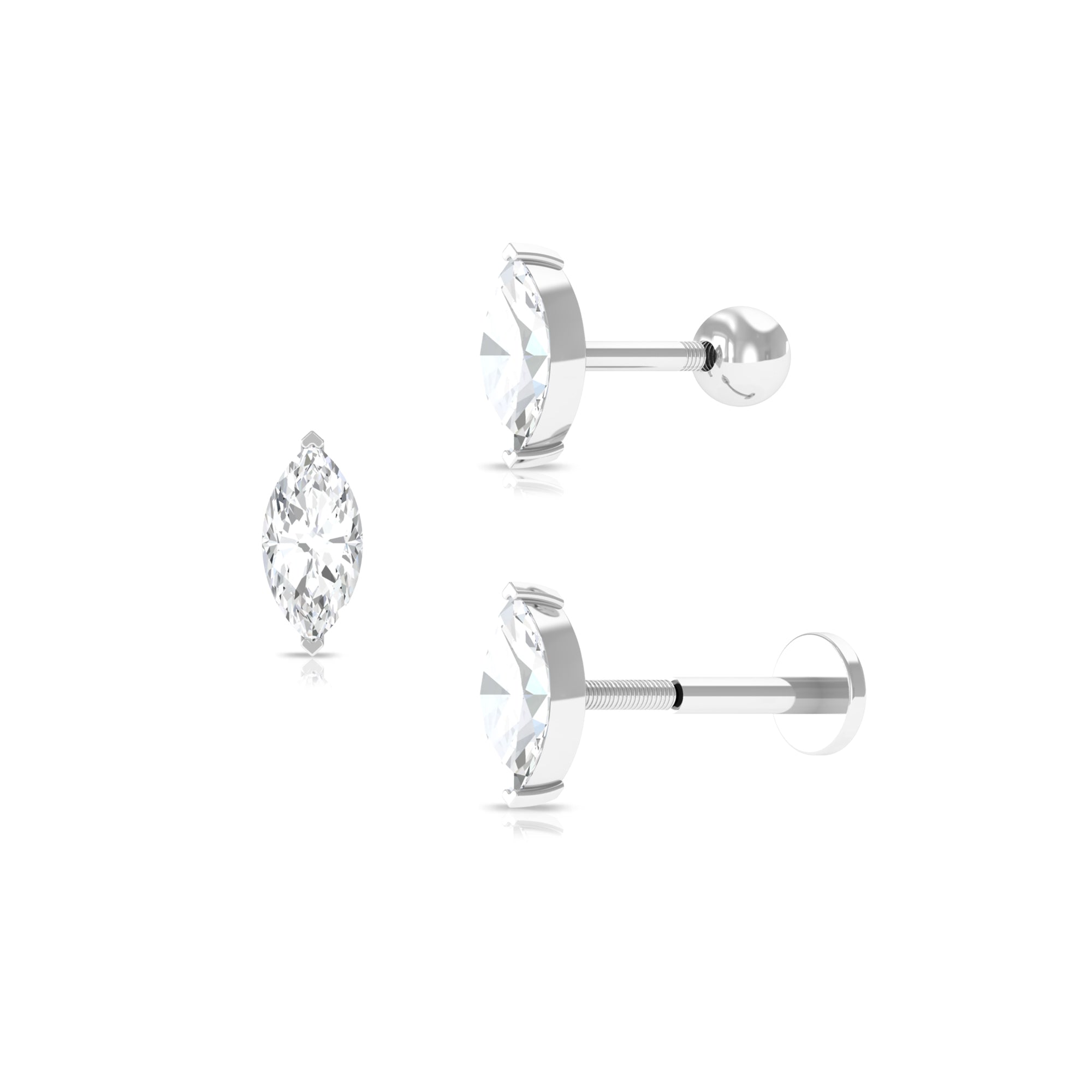 Certified Moissanite Simple Helix Earring in Gold Moissanite - ( D-VS1 ) - Color and Clarity - Rosec Jewels