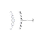 Graduated Bezel Set Moissanite Curved Crawler Earring Moissanite - ( D-VS1 ) - Color and Clarity - Rosec Jewels