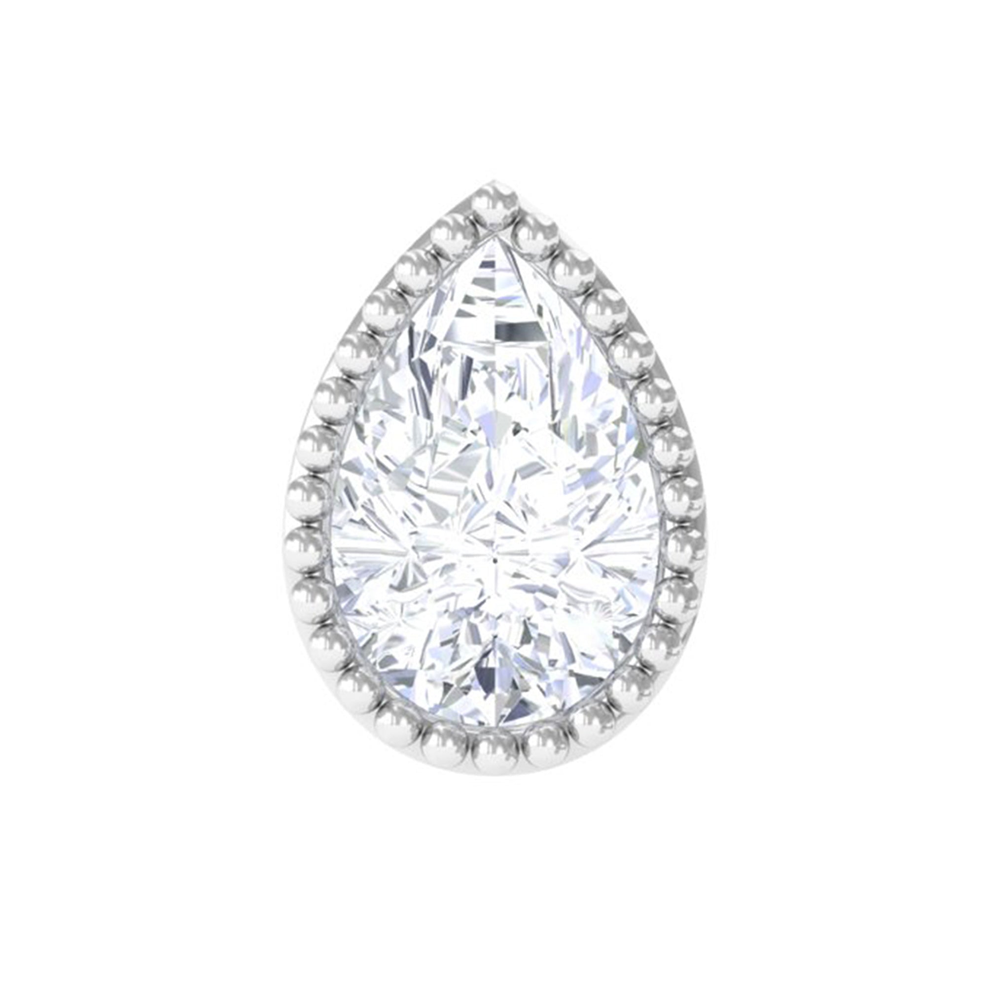 Solitaire Diamond Teardrop Stud Earring for Helix Piercing Natural - ( HI-SI ) - Rosec Jewels